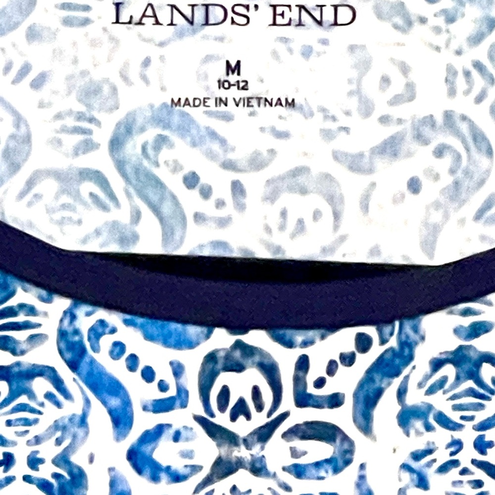 Lands End Long Sleeve Blouse Blue/White - Picture 4 of 8